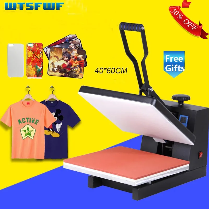 Fastshipping Wtsfwf 40*60CM High Pressure Heat Press Printer Machine 2D Thermal Transfer Printer for Tshirts Cases Pads Printing