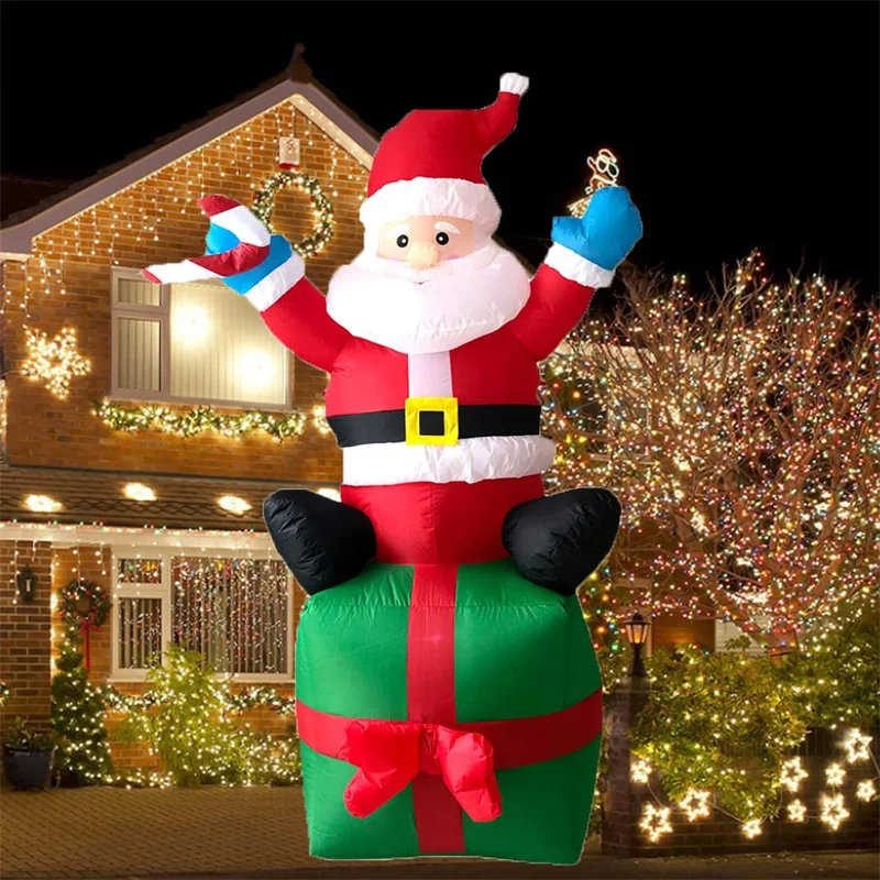 

1.8/2.4m Christmas Inflatable Santa Claus LED Light Xmas Holidays Outdoor Ornaments Christmas Party Home Shop Yard Garden Decor