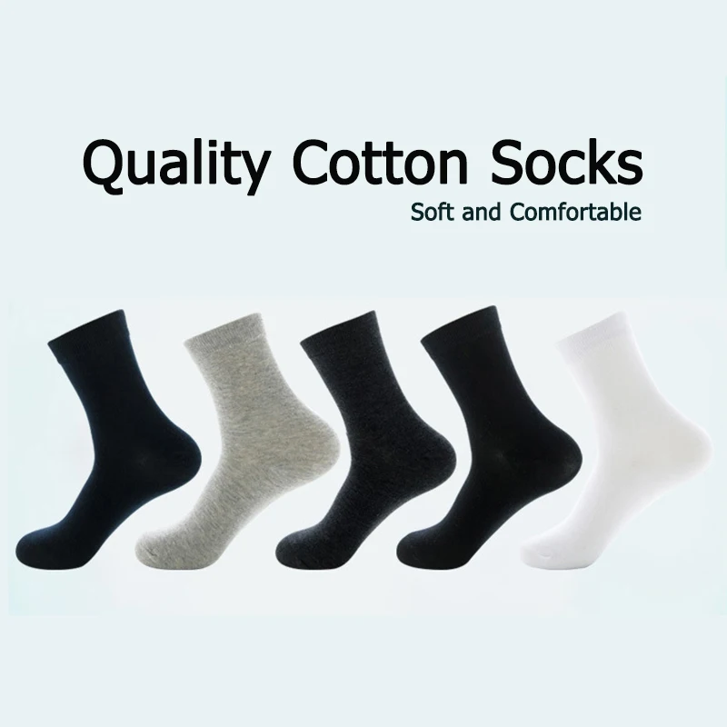 5 pairs/lot Men's Cotton Socks Black Business Men Socks Soft Breathable Summer Winter for Male Mid tube Socks Plus Size 46 47 48