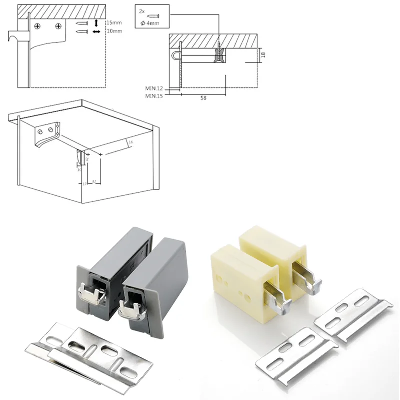 2pc Cupboard Hanging Fixed Accessories wall mount Fixed support Bracket Heavy invisible connector cabinet Furniture Hardware