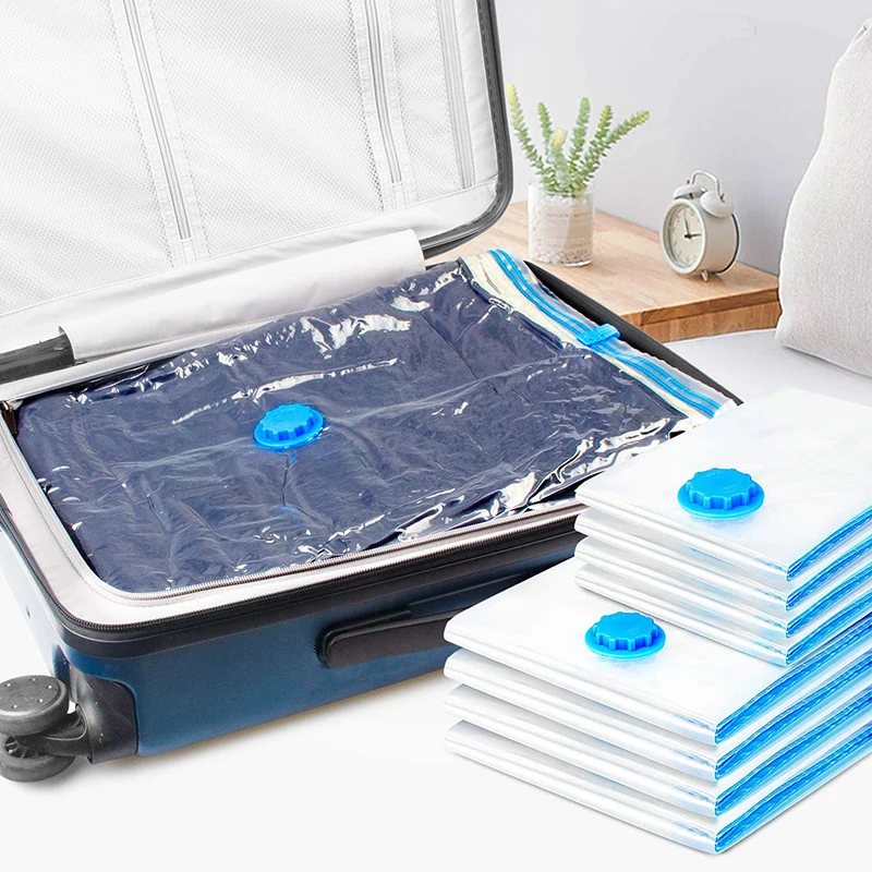 1/3/5pcs Vacuum Storage Bags,Travel Storage Compression Bags 80% More Storage for Blanket, Pillows, Clothes and Bedding