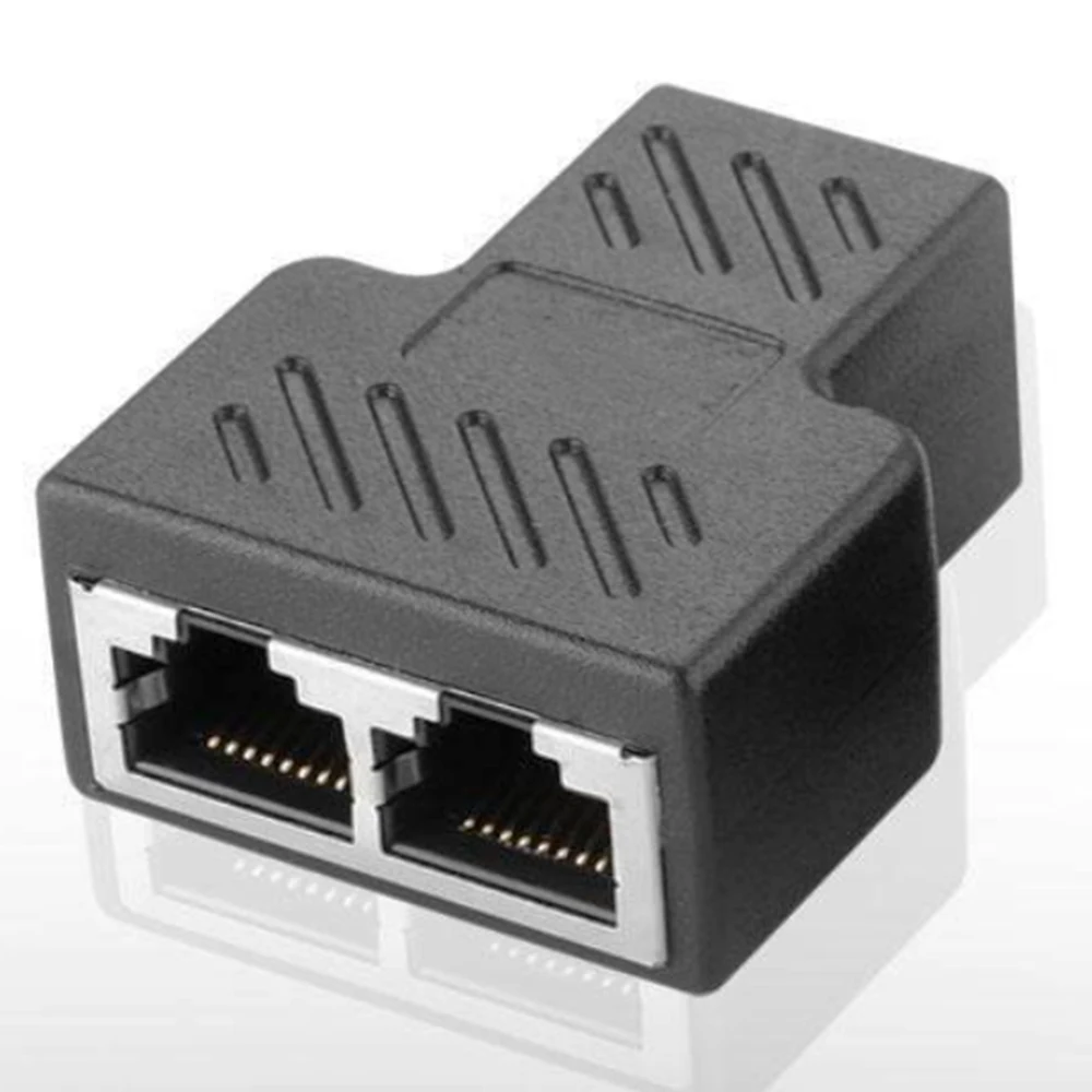 

100pcs /lot RJ45 1 to 2 Ways Lan Ethernet Network Cable Adapter Computer Laptop 8P8C RJ45 Female Splitter Connector Adapter