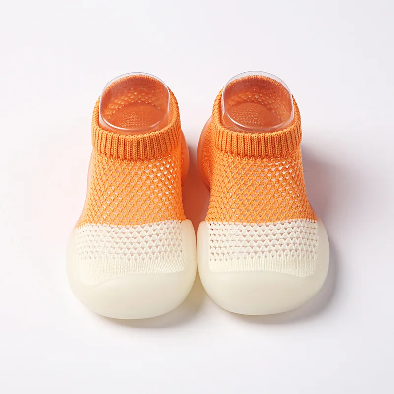 Baby First Shoes Unisex Toddler Walker Boys Girls Kids Breathable Rubber Soft Sole Floor Shoes Knit Booties Anti-Slip