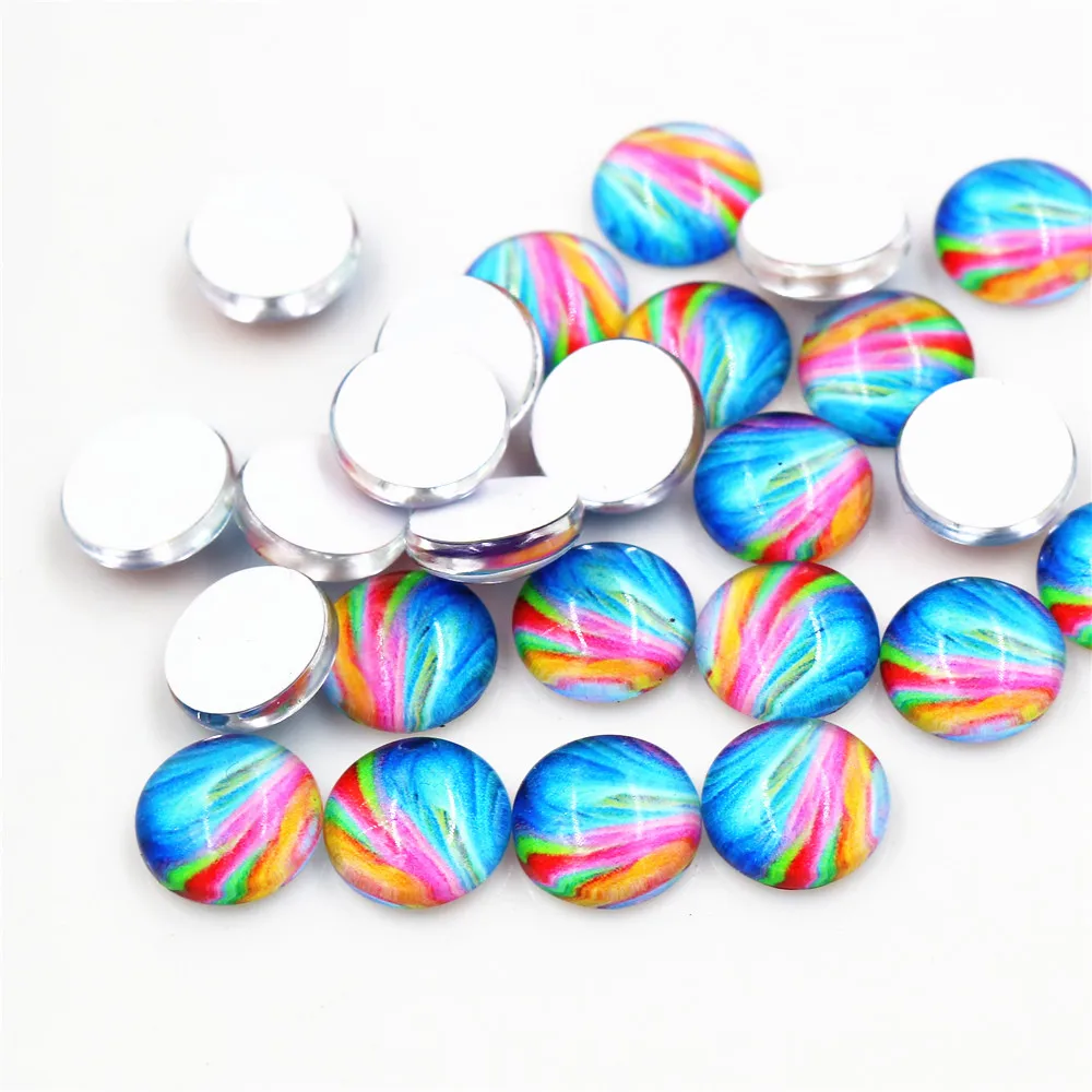 

Hot Sale 50pcs 8mm 10mm Mix Colors Fashion Mixed Handmade Glass Cabochons Pattern Domed Jewelry Accessories Supplies