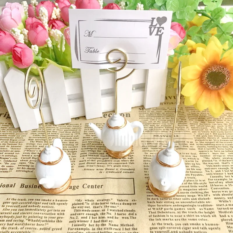 500pcs Tea Time Whimsy Teapot Design Place Card Holder Photo Holders Wedding Party Decoration Favors