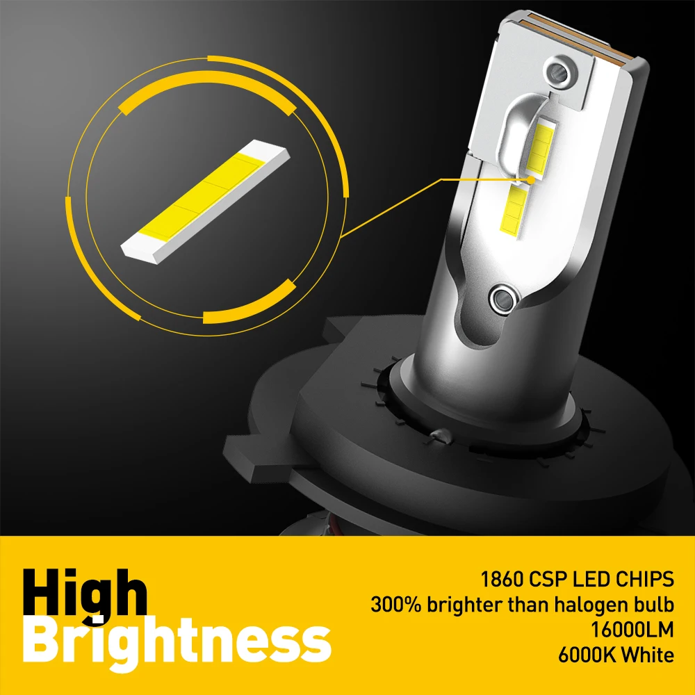 2Pcs AUXITO 16000LM 50W H1 H4 LED Bulb Car Headlight Turbo LED H7 H11 H8 HB4 HB3 9005 Headlamp for Mercedes VW BMW Audi Toyota
