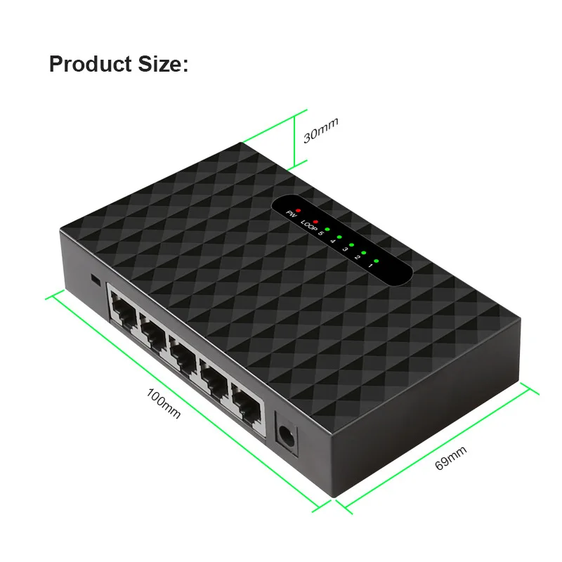 Interruptor de red Gigabit de 8 puertos, adaptador de corriente de concentrador de conmutación Ethernet rápida de escritorio, RJ45 LAN, 1000Mbps,