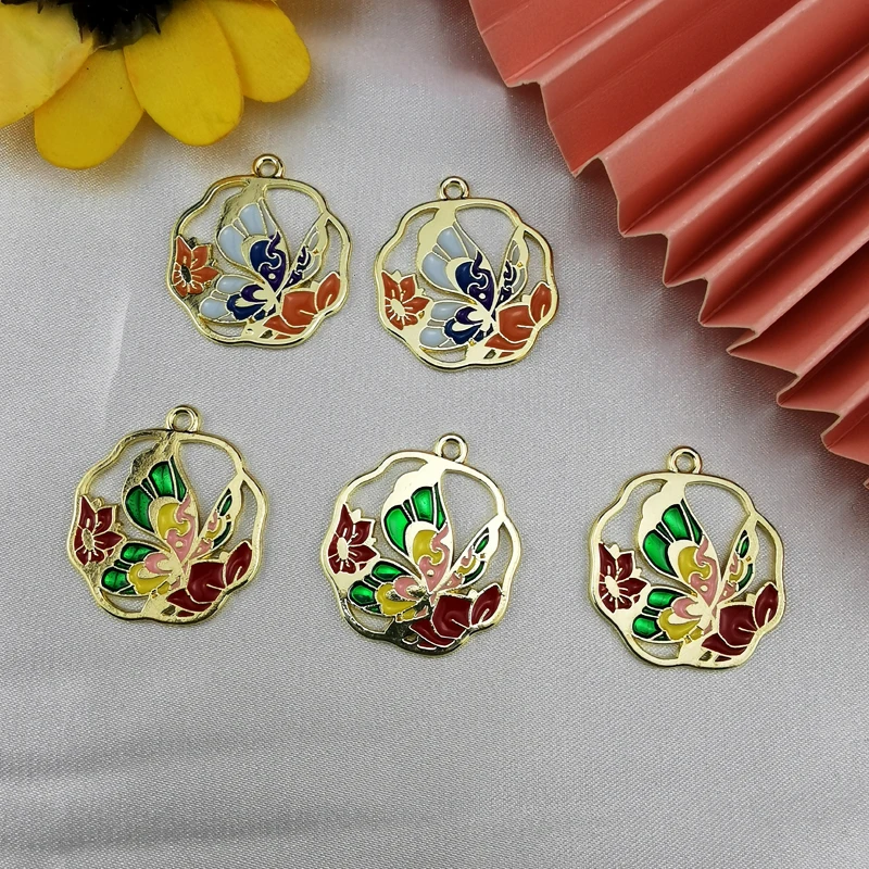 

10pcs/lot 23x26mm Colorful Butterfly Charms Pendant Enamel Metal Small Charms Necklace Bracelet DIY Jewelry Making Accessories