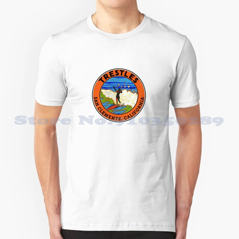 Surfing The Trestles San Clemente California 100% Cotton T-Shirt Surfing Trestles San Clemente California Bumper Laptop Surfer