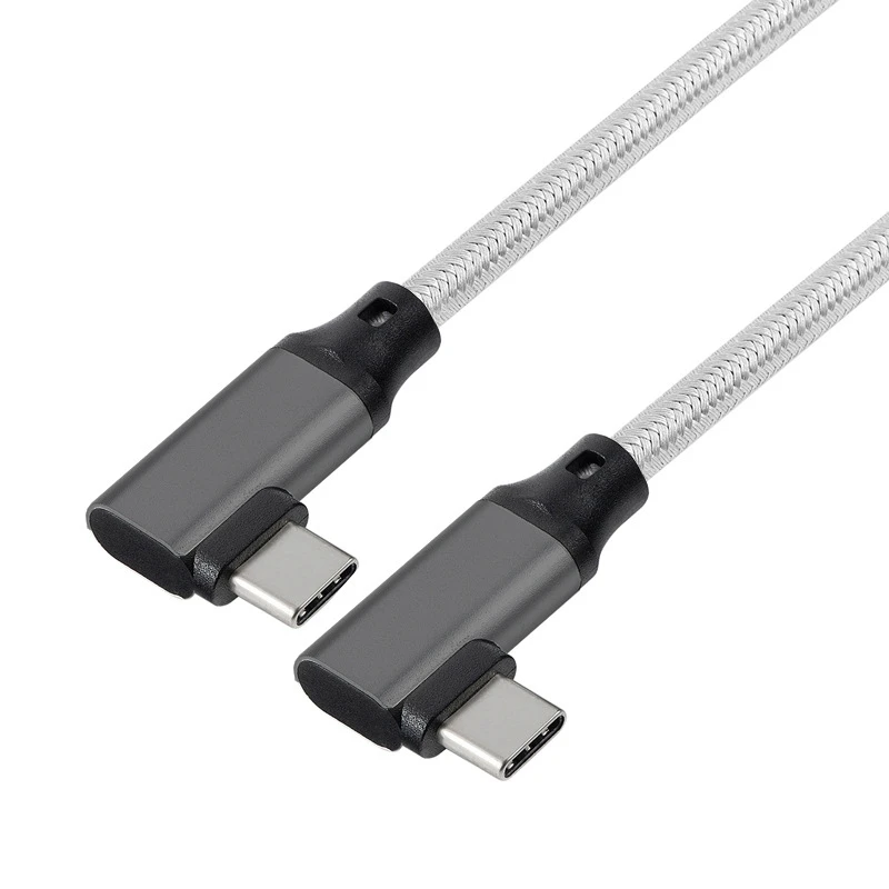 Type-C double elbow USB C to USB C data cable 90 degree right angle 10GNE2 male to male E-Marker video cable 100W