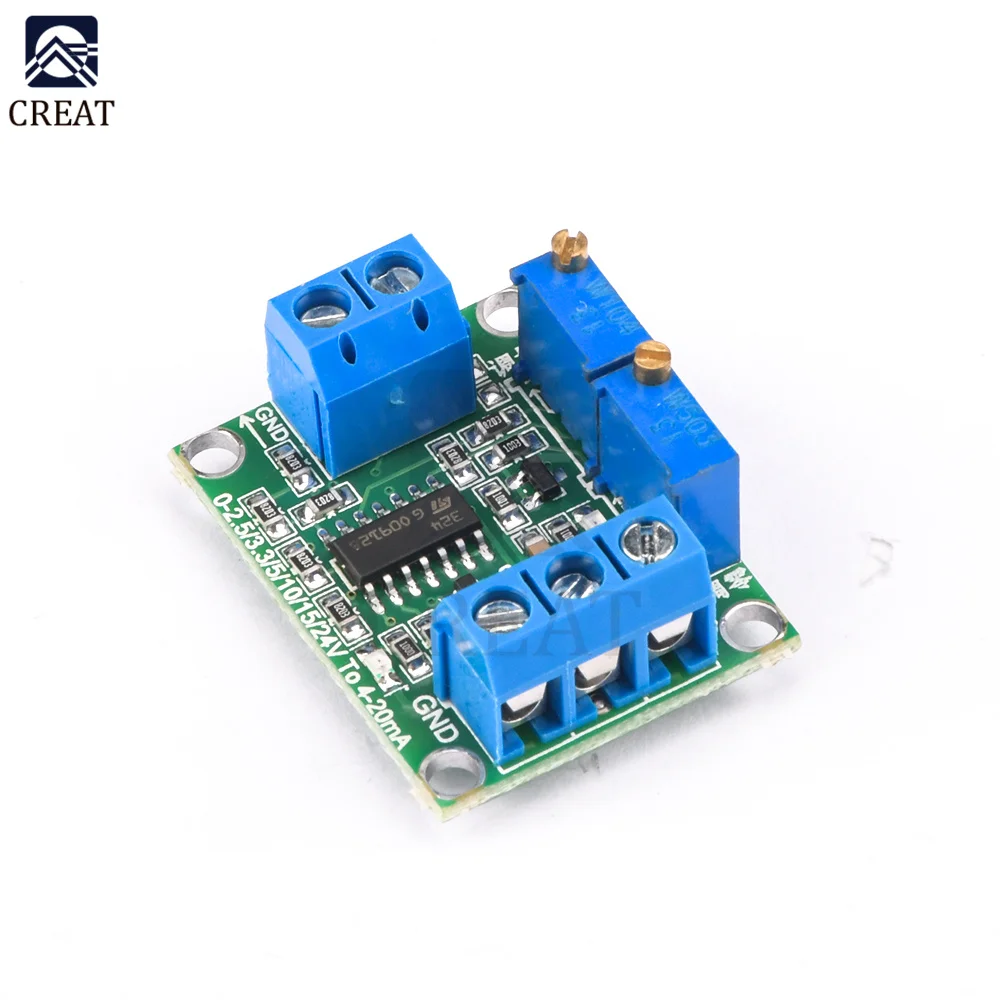 Voltage To Current Signal Conversion Module Adjustable Voltage Transmitter Module 0-2.5V/3.3V/5V/10V/15V/24V to 4-20mA