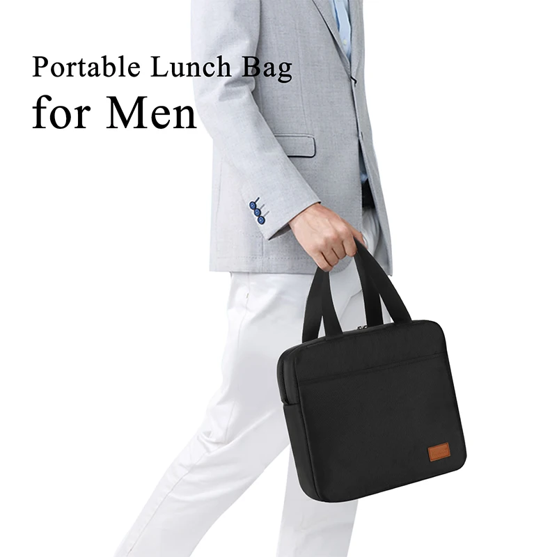 Aosbos Fashion Portable Insulated Canvas Lunch Bag Thermal Food Picnic Lunch Bags for Women Men Solid Cooler Lunch Box Bag New