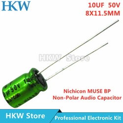 10pcs/lot 10UF 50V 8X11.5mm Nichicon MUSE BP ES Non Polar Nonpolar Bipolar HiFi Audio Capacitor 50V10UF New and Original 8*11.5