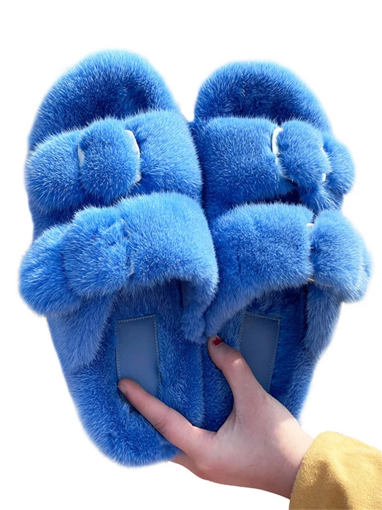 European Station Luxury Fashion Fur Slippers High Quality Mink Fur Slippers Ladies 100% Mink Fur Slippers Summer Slippers