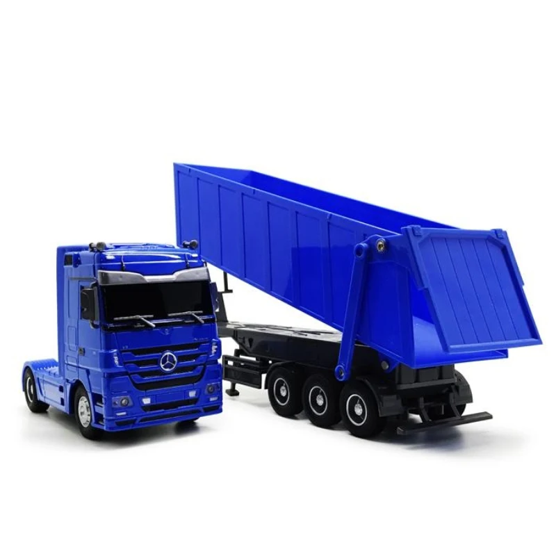 2.4GHZ 6CH Remote Control Truck With LED Light  Big Dump Truck Load 2250g Electric Toy Car Model Semi-Trailer  For Kids Gifts