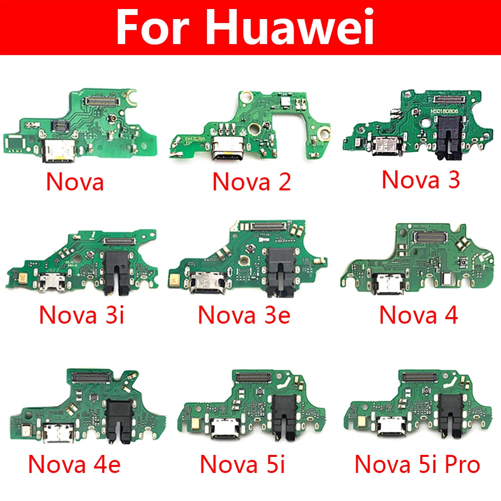 USB Charging Charger Port Dock Connector Flex Cable Microphone For Huawei Nova 2 Plus 2S 3 3i 3e 4 4e 5 5i 7 8 9 10 Pro 5G SE