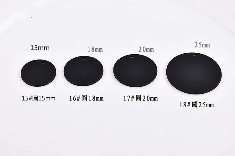 DIY earring material copper spray matte rubber-coated round pendant ring earring accessories black disk pendant