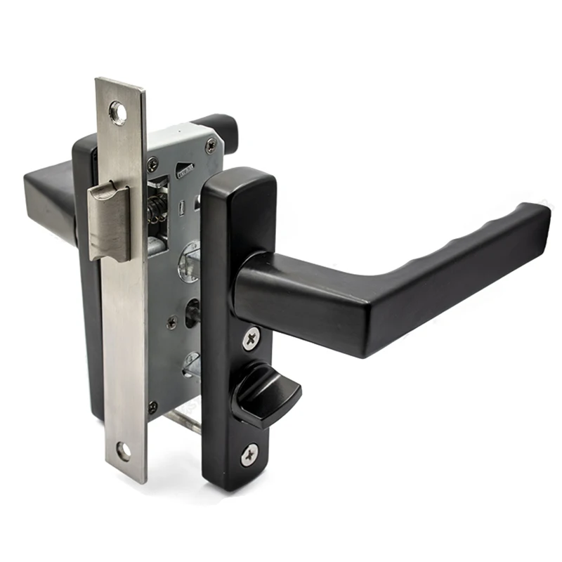 Black Aluminum Casement Door Hardware Accessories Balcony Door With Safety Channel Door Lock Handle