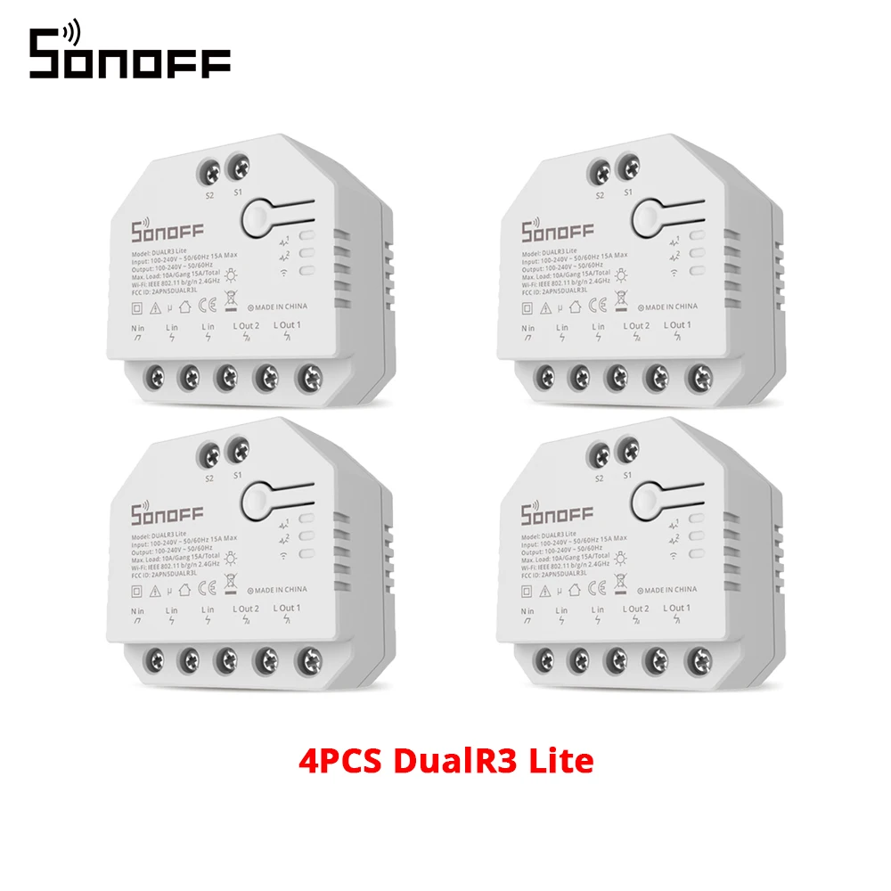 SONOFF DUALR3 Lite Dual Relay Module DIY MINI Smart WiFi Schakelaar 1-5PCS 2-weg Controle Timing via eWeLink Alexa Google Smart Home