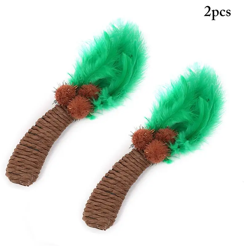 Kapmore 2Pcs/Set Cat Scratch Toys Creative Palm Tree Pineapple Shape Cat Toys Cat Feather Decor Toy Pet Supplies