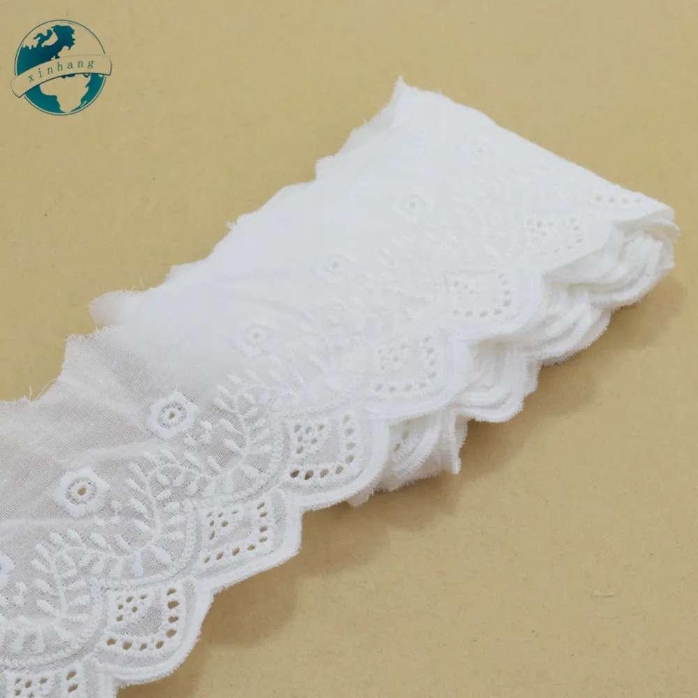 7.5cm wide 100% Cotton embroid lace sewing ribbon guipure trim wedding decoration DIY dolls colthes Accessories lace Badges#4160