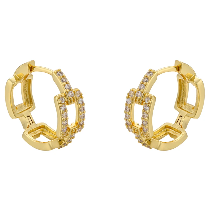 ZHUKOU 1 زوج الذهب اللون كبير هوب أقراط الإبداعية كريستال مستطيلة خياطة النساء الأقراط مجوهرات الأزياء VE333