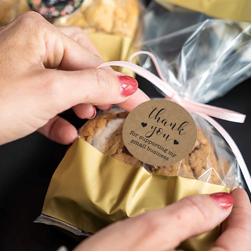 500 Chiếc Cảm Ơn Bạn Dán Tròn Giấy Kraft 1Inch Miếng Dán Thủ Công Làm Bánh Gói Nhãn Nhỏ Store Kinh Doanh Bao Bì Dán