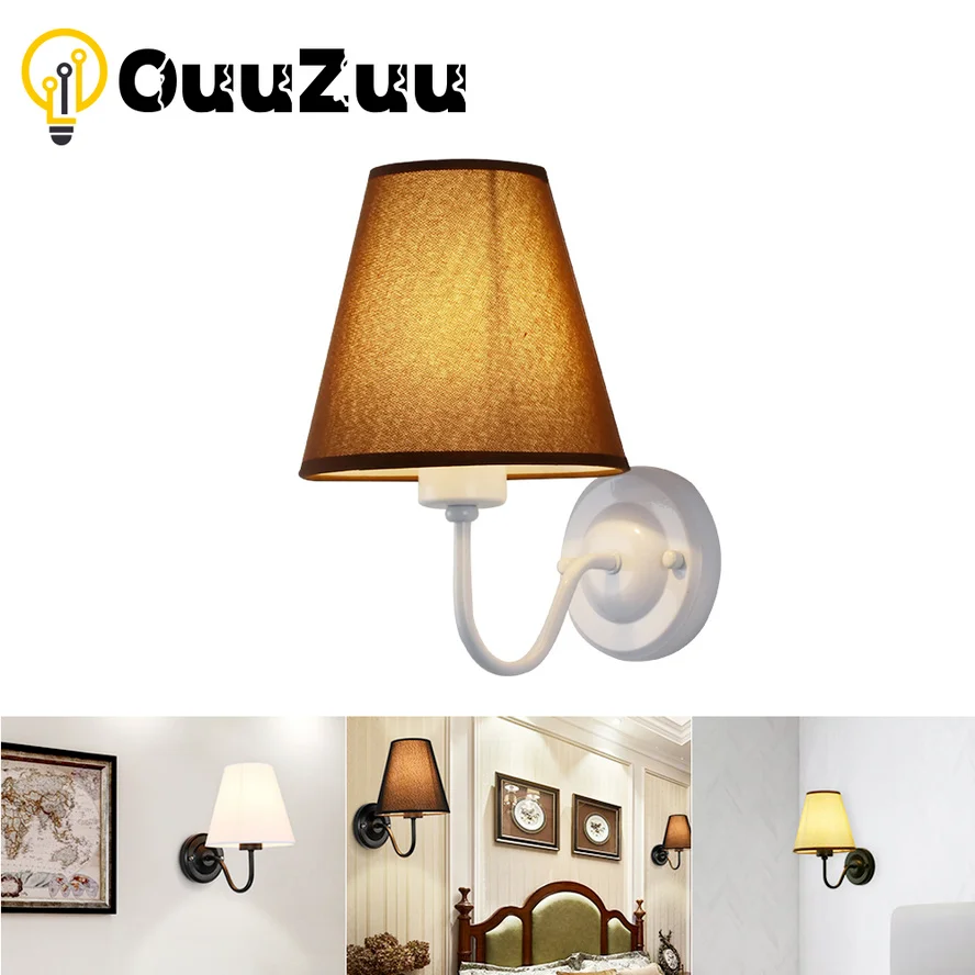 OuuZuu E27 Modern Wall Lamp Canvas Cloth Wall Lamps Foyer Beside Lamp Wall Lights For Home Lighting Living Room Hotel Restaurant