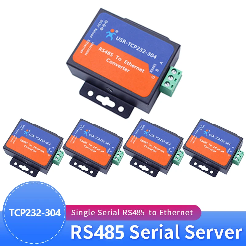 

5PCS USR-TCP232-304 Serial RS485 to TCP/IP Ethernet Server Converter Module with Built-in Webpage DHCP/DNS Supported