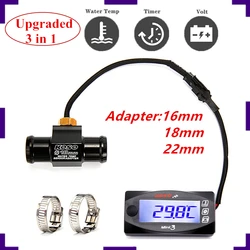 Upgrad Motorcycle koso LED Display MINI 3 IN 1 Meter Water TempTime Volt Motorbike Voltmeter for Universal Bike Accessories