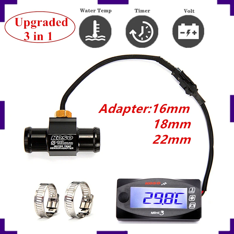 Upgrad Motorcycle koso LED Display MINI 3 w 1 metr Volt Volt woltomierz motocyklowy do uniwersalna rowerowa akcesoria