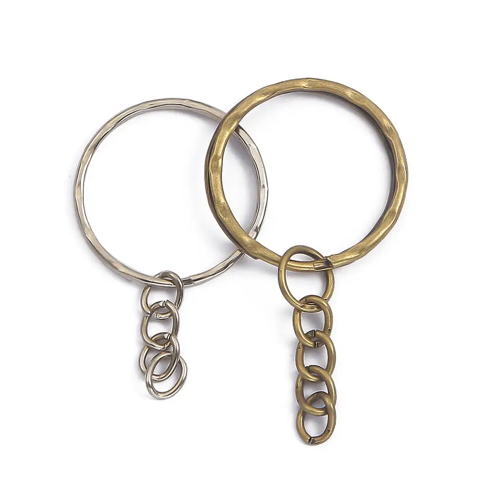 10 pcs/bag New Arrival Practical Key Chain 2 Colors Metal Round Knurling Keyrings For key tool accessories