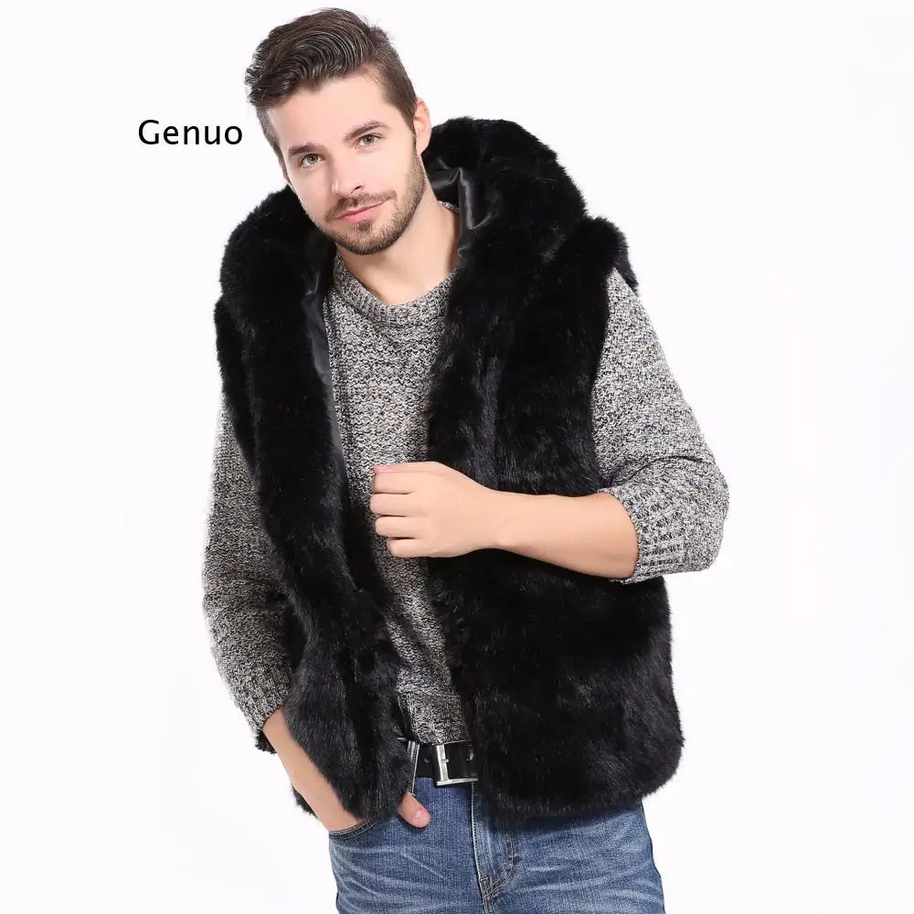 

Fashion Fur Vest Men Winter Thicken Faux Fur Waist Coats Windproof Male Jaqueta Masculina Sleeveless Coat