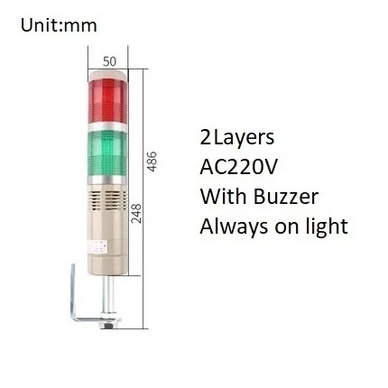 Industriële Multilayer Veiligheid Stapel Alarm Lamp Side Opknoping Led Signaal Toren Waarschuwingslampje DC12V/24V AC110V/220V Met Zoemer