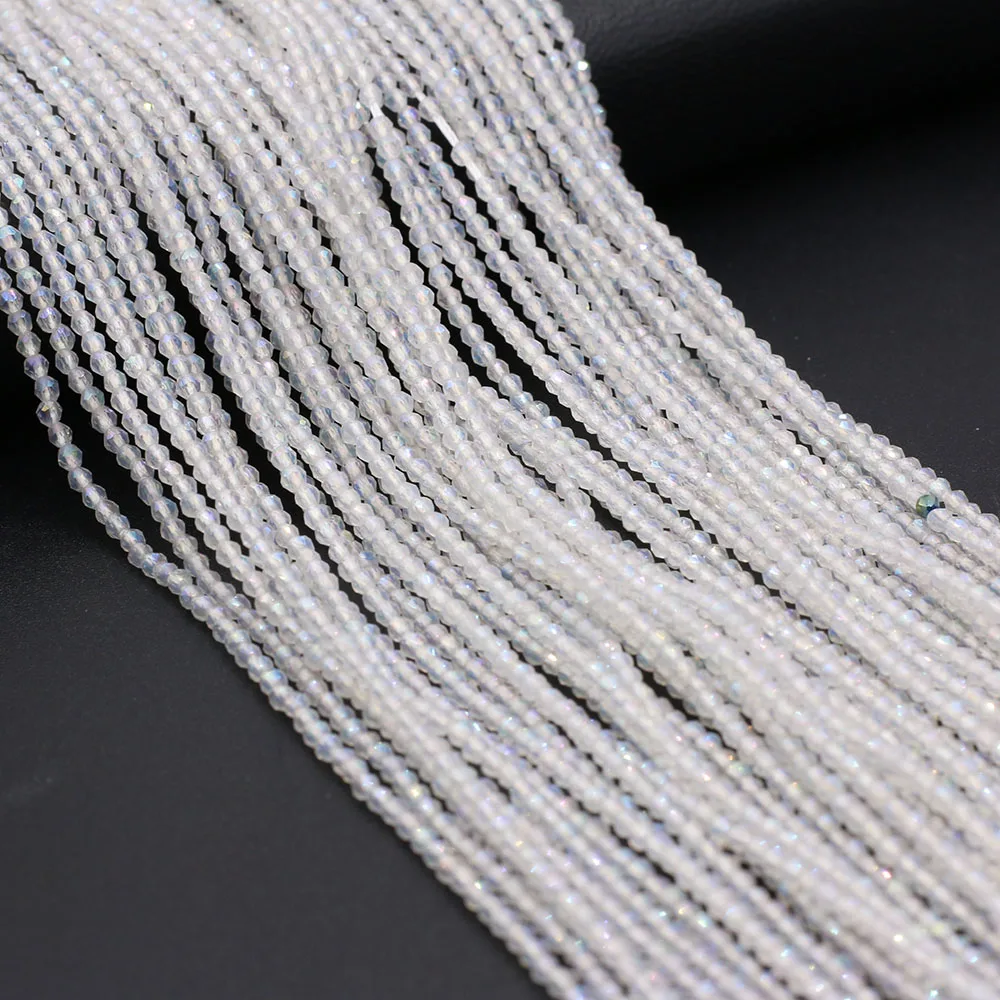 Natural Semi-Precious Stone Crystal Quartz Loose Beads Plating Color 2mm for Jewelry Making DIY Bracelet Necklace Lenght 38cm