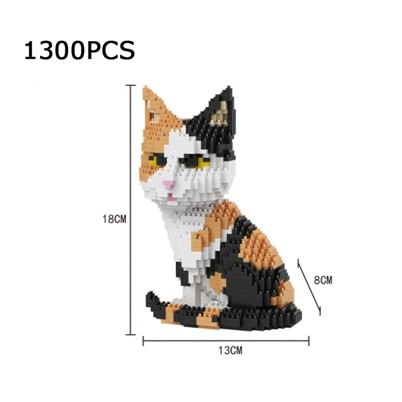 Lovely Pets Animals Nanobricks Cat Micro Diamond Block Kitten Assemble Model Building Bricks Educational Toys For Kids Gifts