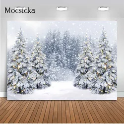 Winter Snow Christmas Scenery Background for Photography White Forest Snowfield Children Kids Portrait Photoshoot Props Decor