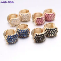 MHS.SUN Luxury Women Earring Fashion AAA CZ Zircon Element Hoop Earrings For Party Gift White/Blue Crystal Girls Ear Jewelry