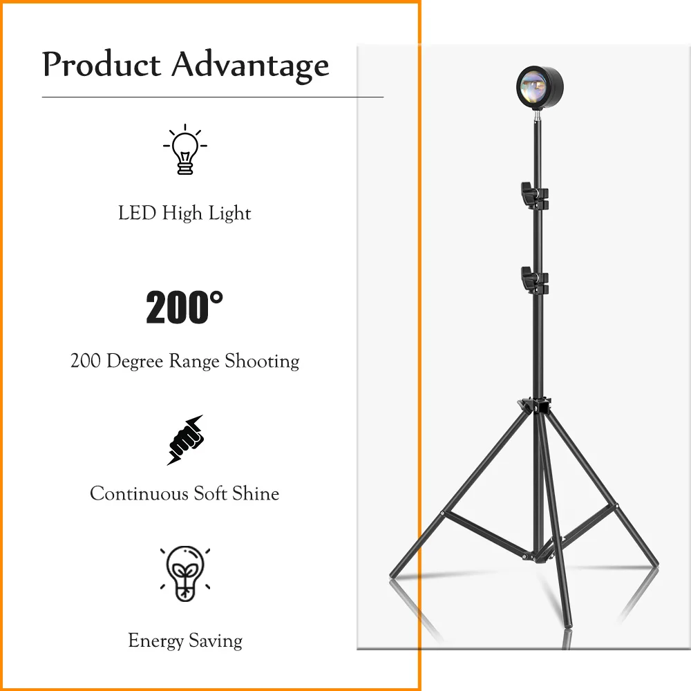 SH LED Photography Sunset Light With 4 Colors and Tripod Stand USB for Selfie Photo Studio