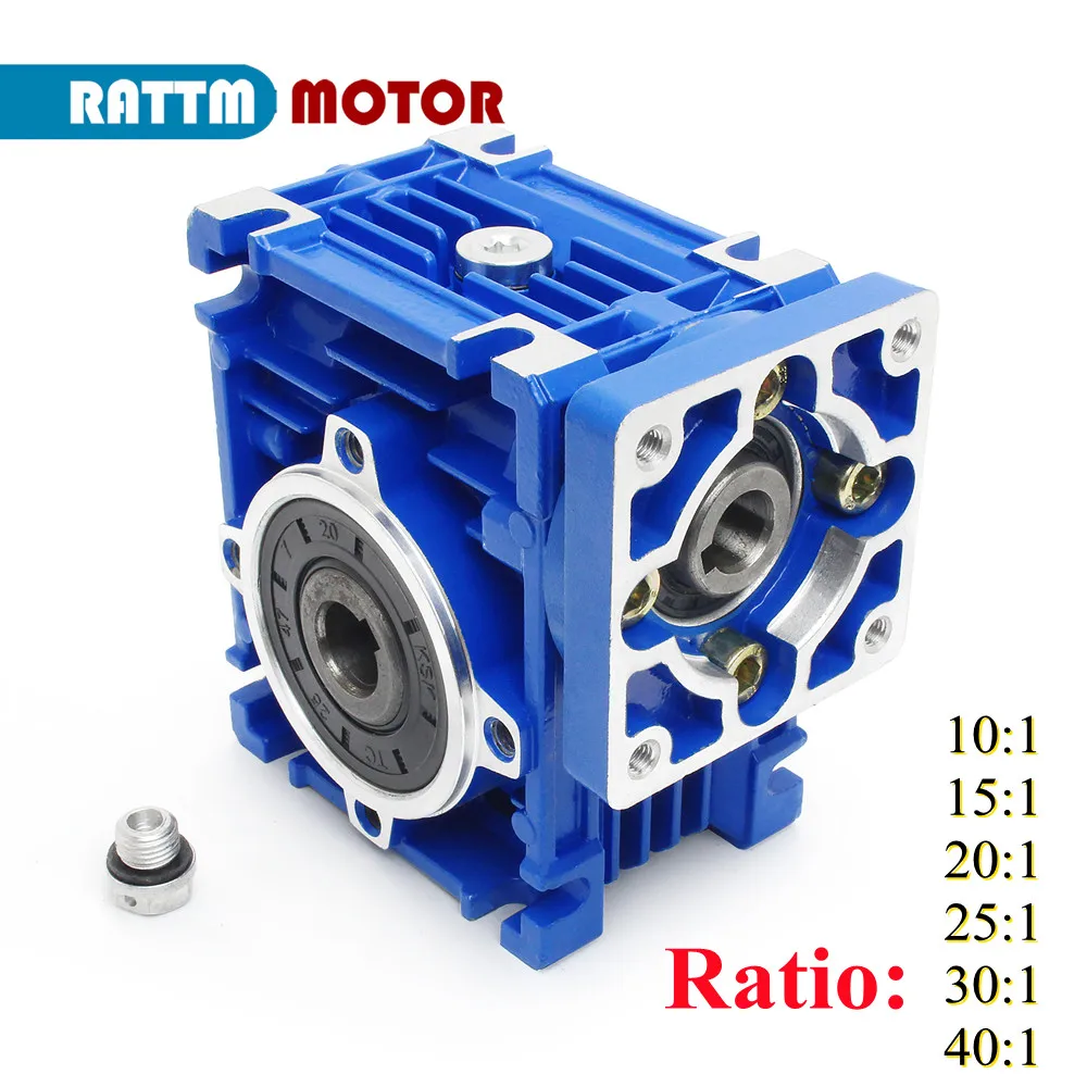 NMRV030 reductor de tornillo sin fin relación reductor de caja de cambios de alto par 25:1 30:1 40:1 para motor paso a paso/servo NEMA23