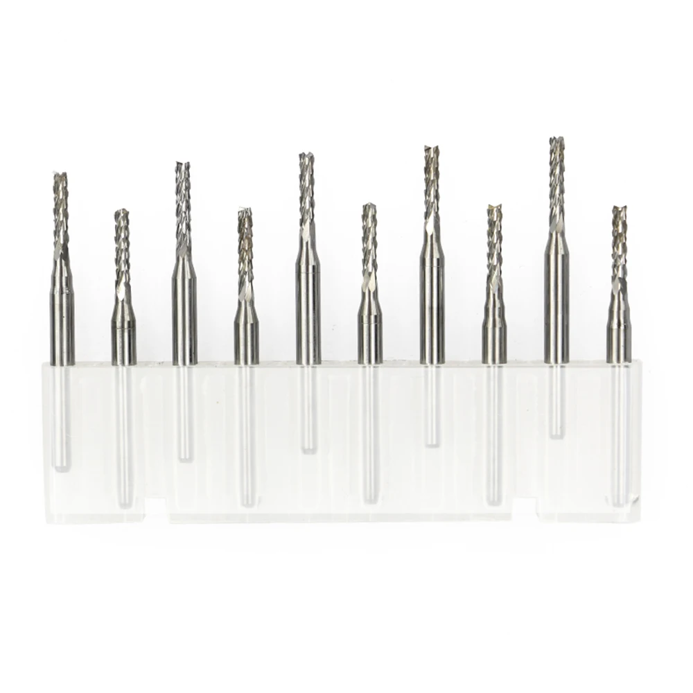 10Pcs Pcb Frees 2.0 / 2.1 / 2.3 / 2.4/2.5Mm Maïs Tungsten Carbide Router Mini cnc Graveren Bit End Mills