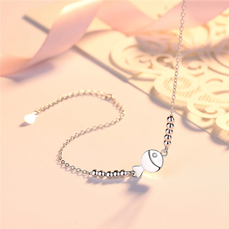 KOFSAC New Fashion 925 Sterling Silver Anklets For Women Cute Small Fish Anklet Foot Chain Jewelry Girlfriends Birthday Gifts