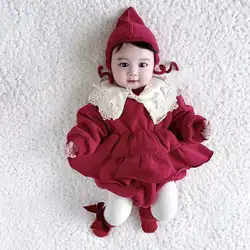 Winter Plus Velvet Baby Girl Rompers Cotton Cute Lapel Newborn Infant Baby Clothes Kids Jumpsuit Outfits Cute Baby Girl Clothes