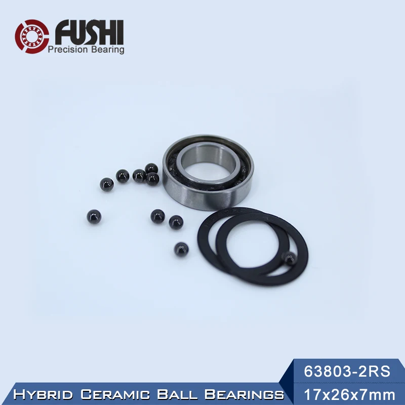 63803 Hybrid Ceramic Bearing 17*26*7 mm ABEC-1 1PC Industry Motor Spindle 63803HC Hybrids Si3N4 Ball Bearings 3NC 63803RS