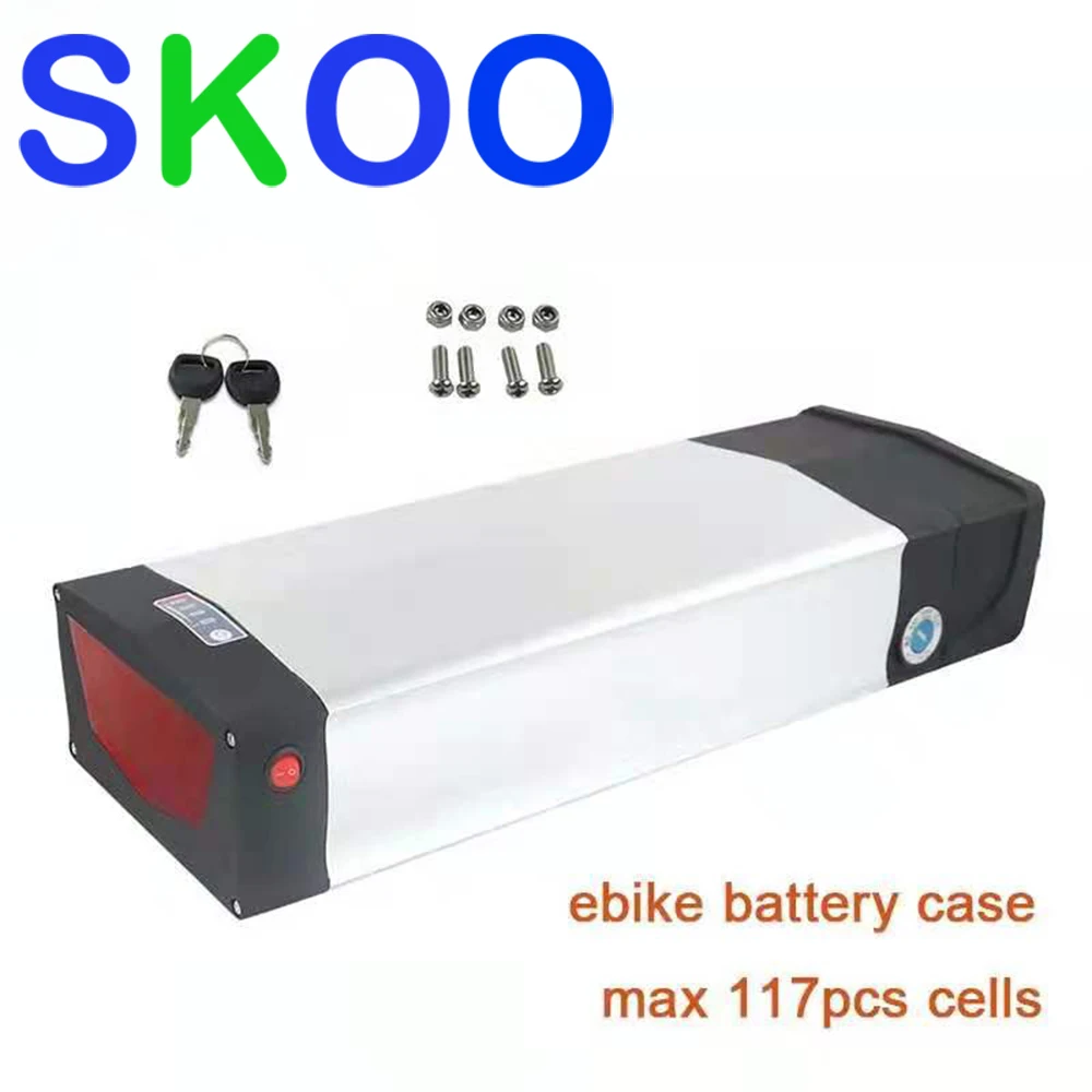 36V48V52V Electric Bike Battery Case Box 117Pcs 18650 Rear Rack High Capacity Electric Bicycle Battery Case  Lithium Battery Box