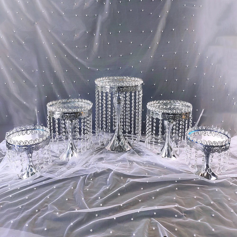 Silver Cake Stand Set, Gold Crystal Metal Cupcake Decorations, Dessert Pedestal, Party Wedding Cake Rack, High Quality