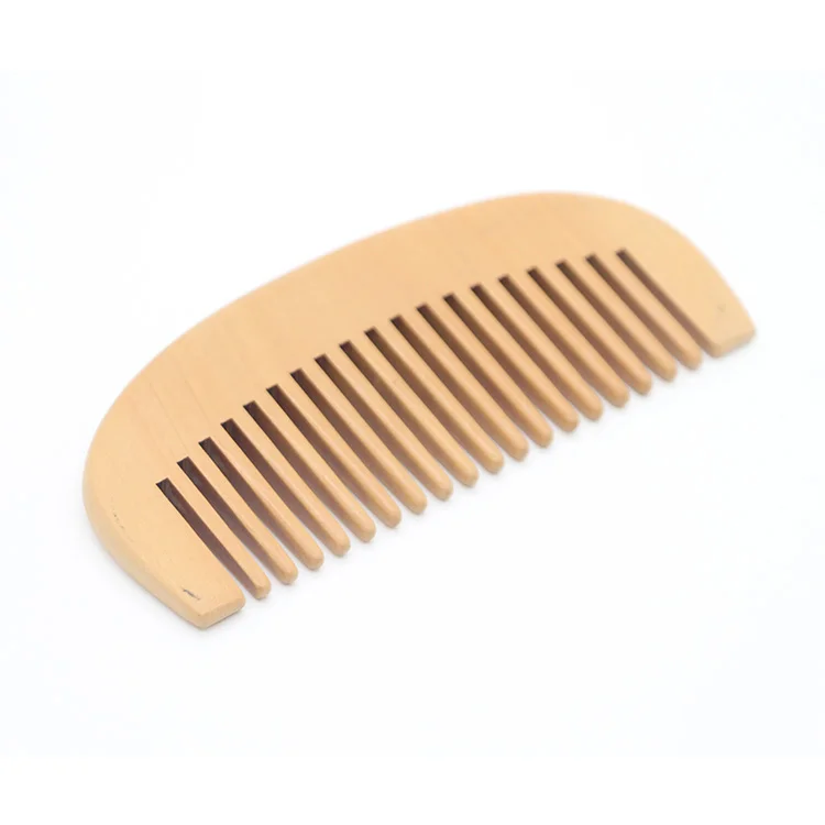 Mini peine de madera para masaje de pelo, peines de madera de pera Natural, dientes de súper ancho, sin piojos estáticos, peine para Barba, 1 unidad