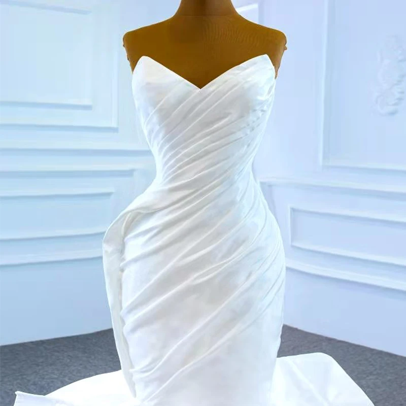 J67221 JANCEMBER Sexy White Mermaid Sleeveless Wedding Dress 2021 Elegant And Lace Up With Back V-Neck