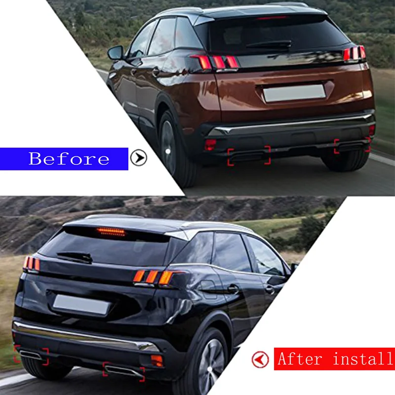 Für 2017-2022 Peugeot 3008 5008 4008 Auto Auspuffblende Heck Auspuffrohr Endrohrrahmen ABS Autoteile – Detail 1