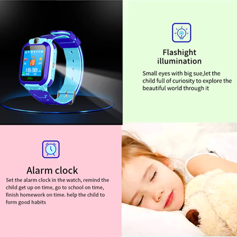 Children Smart Watches LBS Location Flashlight Listening Tracking Baby SIM 2G GSM Smart Phone Watch for 3~10 Boys Girls Q12